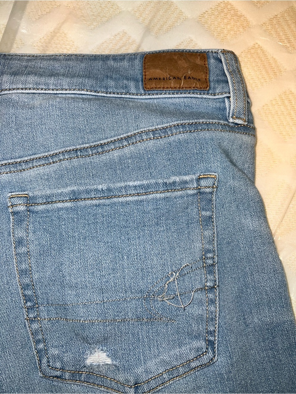 American Eagle Outfitters Light Blue Distressed Denim Shorts - Picture 5 of 5